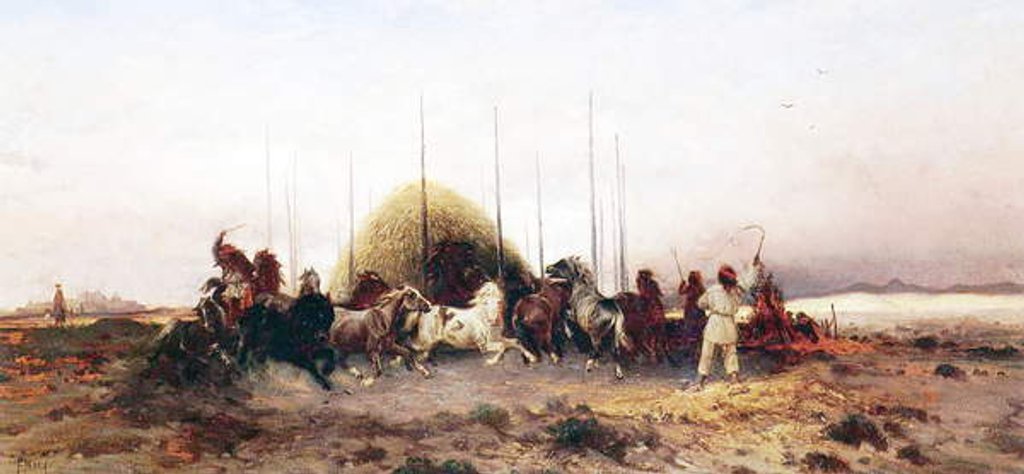Detail of Threshing Wheat, New Mexico, c.1883 by Thomas Moran