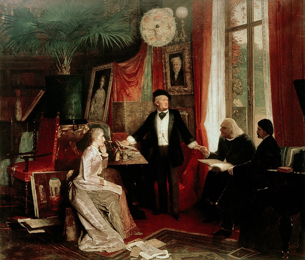 Detail of Richard Wagner with Franz Liszt and Liszt's daughter Cosima by German School