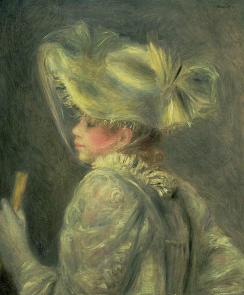 Detail of The White Hat by Pierre Auguste Renoir