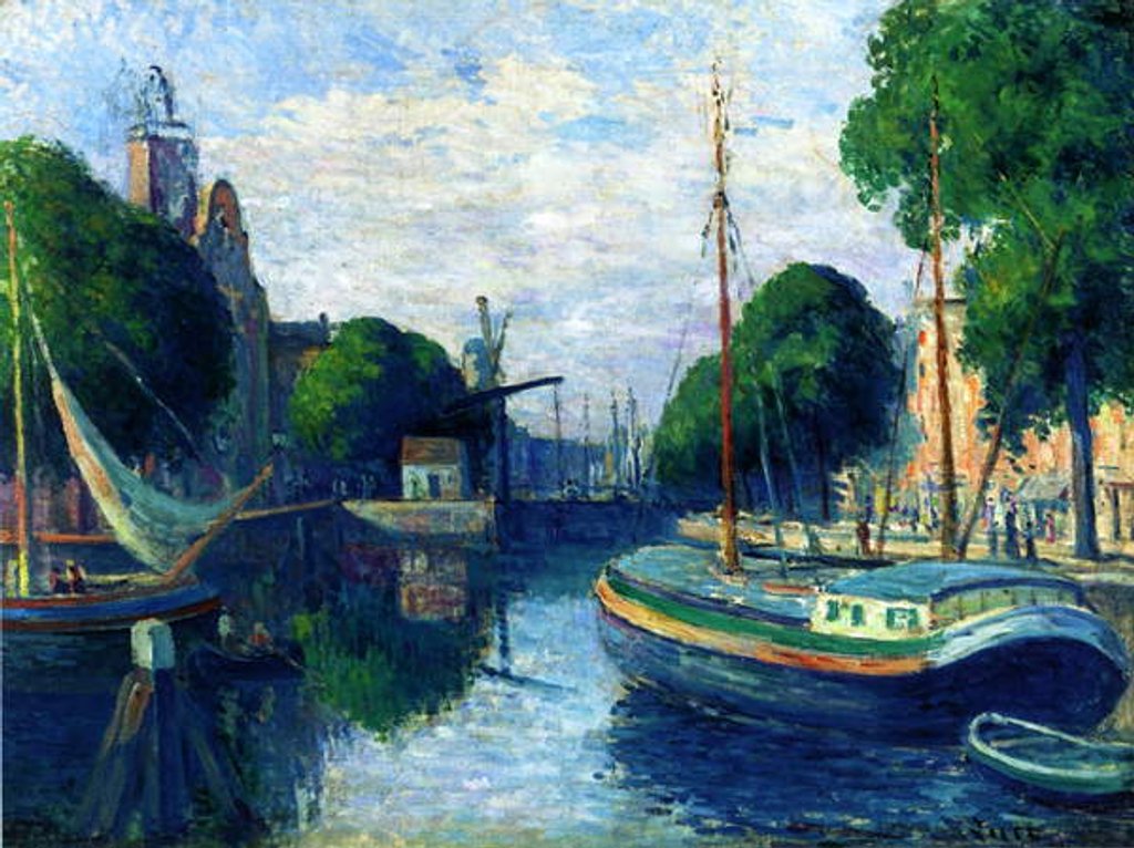 Detail of Barges on a Canal at Rotterdam, 1908 by Maximilien Luce