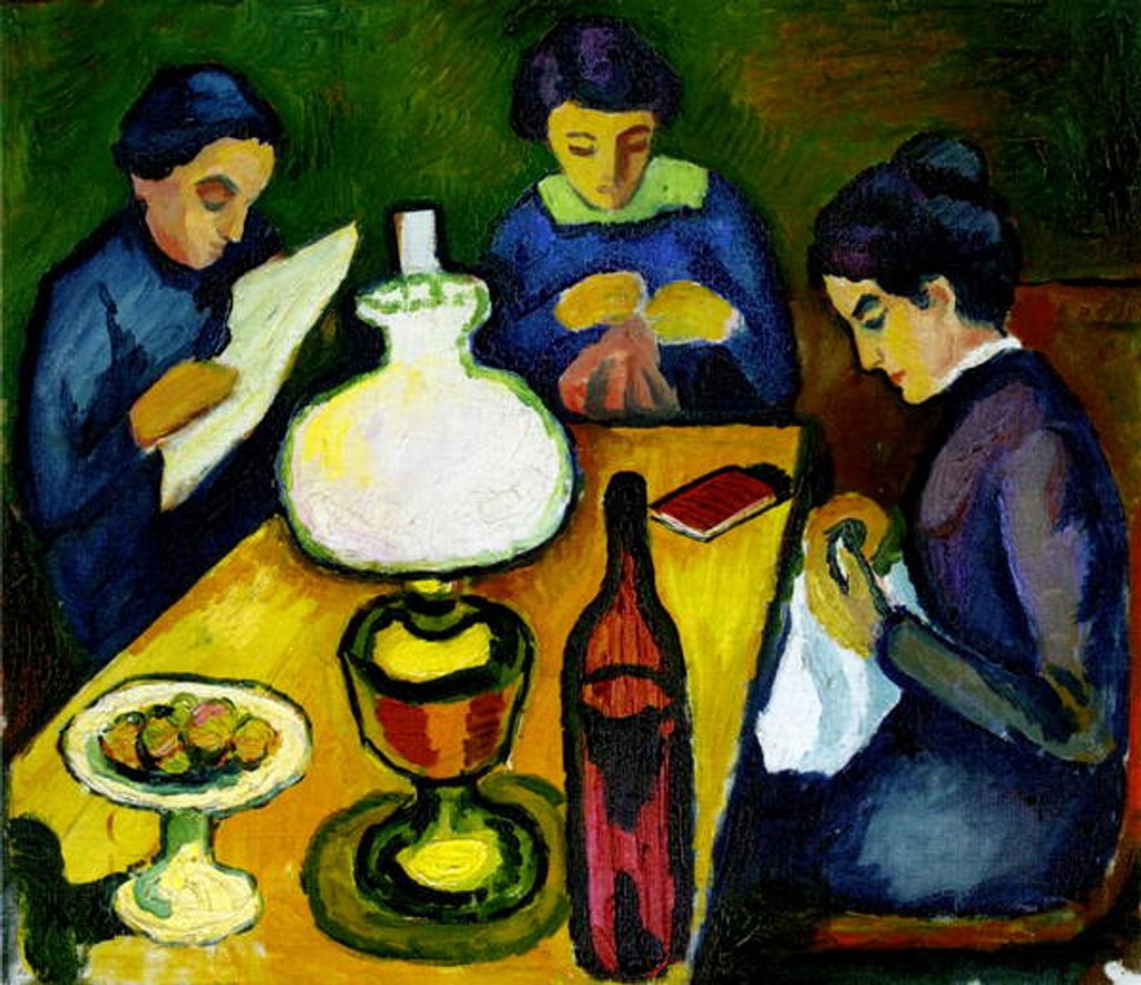 Detail of Three Women at the Table by the Lamp, 1912 by August Macke