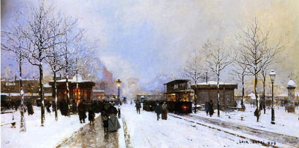 Detail of Porte Maillot in Winter, Paris, 1899 by Luigi Loir