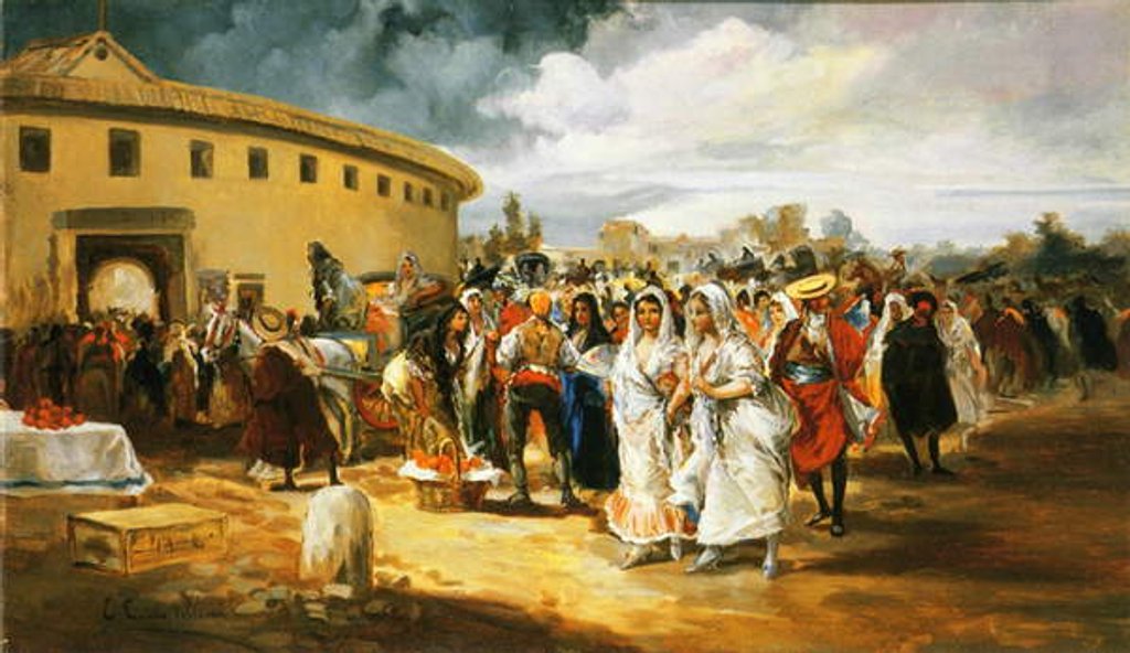 Detail of Going to the Bull Ring by Eugenio Lucas Villamil