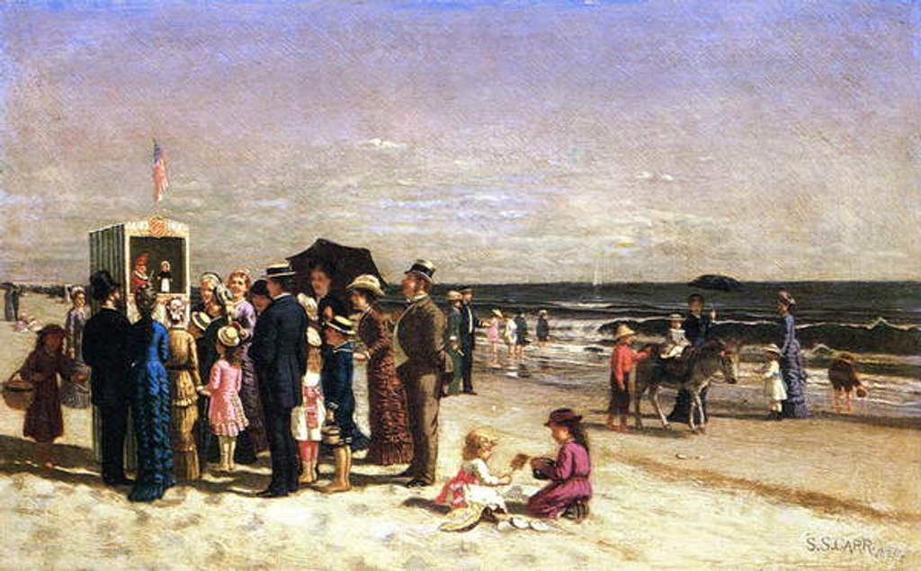 Detail of Punch & Judy on the Beach, Coney Island, 1880 by Samuel S. Carr