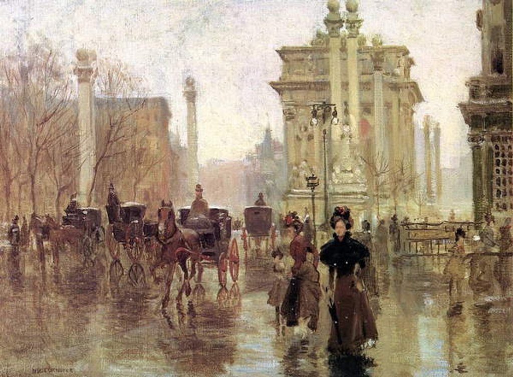 Detail of The Dewey Arch, Madison Square Park, c.1900 by Paul Cornoyer