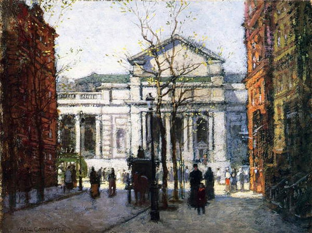 Detail of The New York Library by Paul Cornoyer