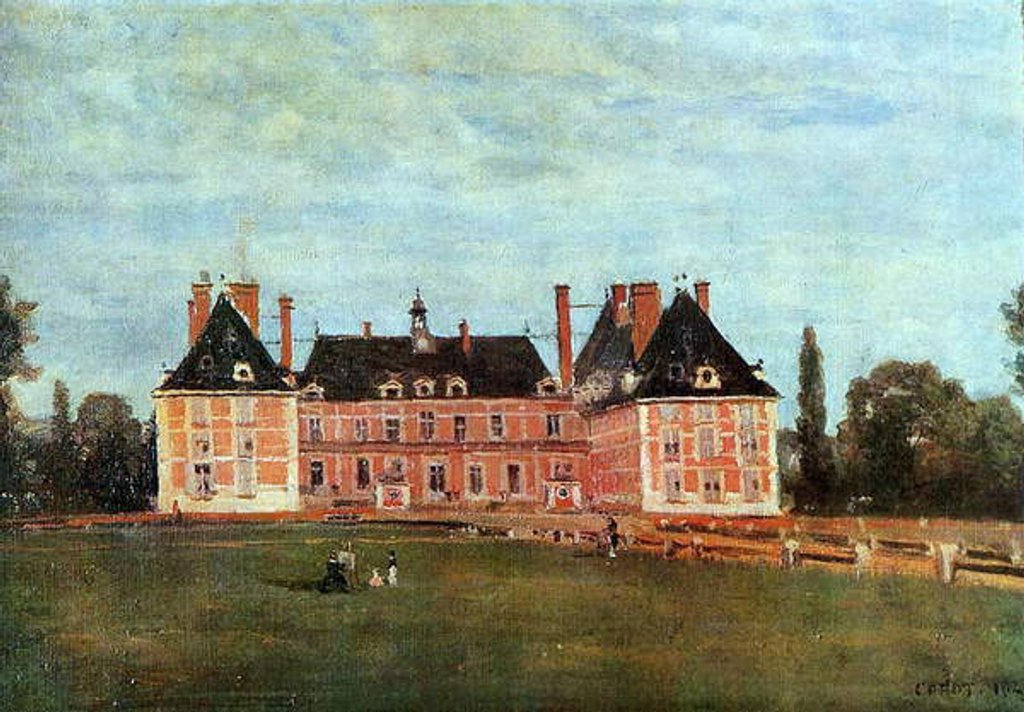 Detail of Château de Rosny, 1840 by Jean Baptiste Camille Corot