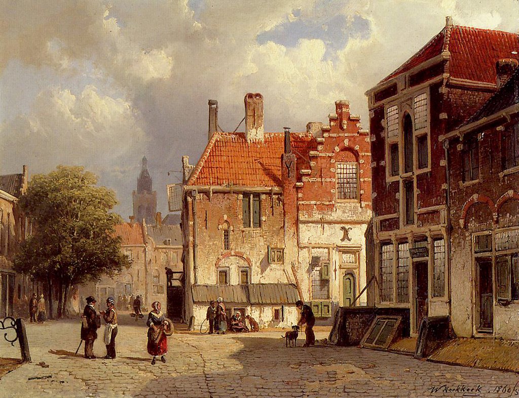 Detail of A Dutch Town Square, 1860 by Willem Koekkoek