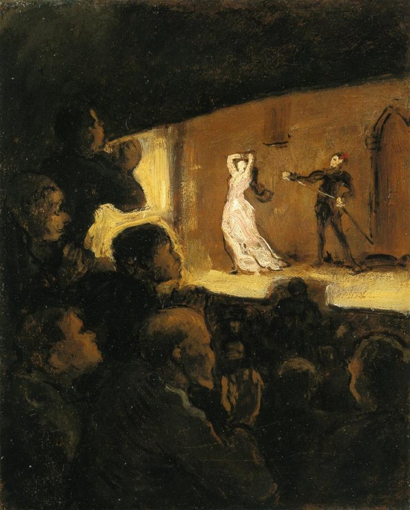Detail of In the Theatre, 1860-64 by Honore Daumier