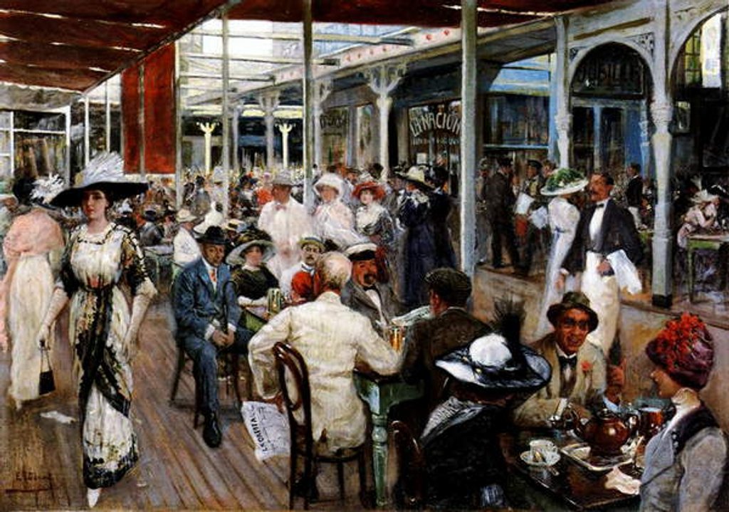 Detail of The Terrace of a Cafe, Mar del Plata, Argentina, 1912 by Eugenio Alvarez Dumont