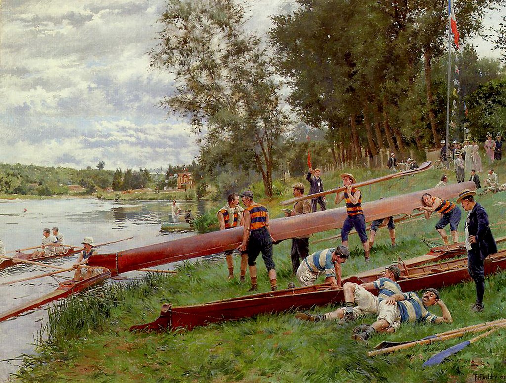 Detail of Canoeing on the Marne, 1899 by Ferdinand Joseph Guildry