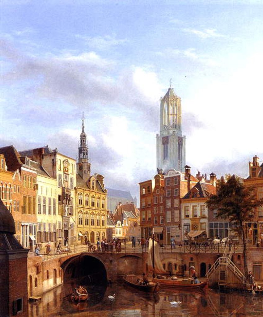 Detail of Utrecht with the Oudegracht, 1827 by Georg Gillis van Haanen