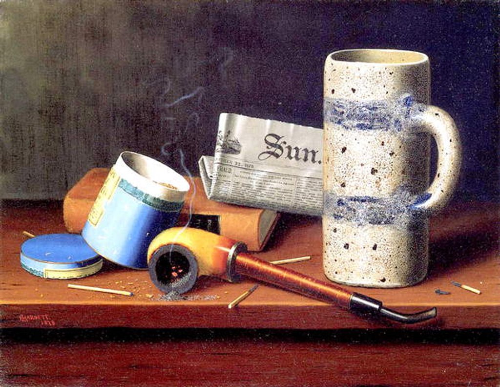 Detail of The Blue Tobacco Box, 1878 by William Michael Harnett