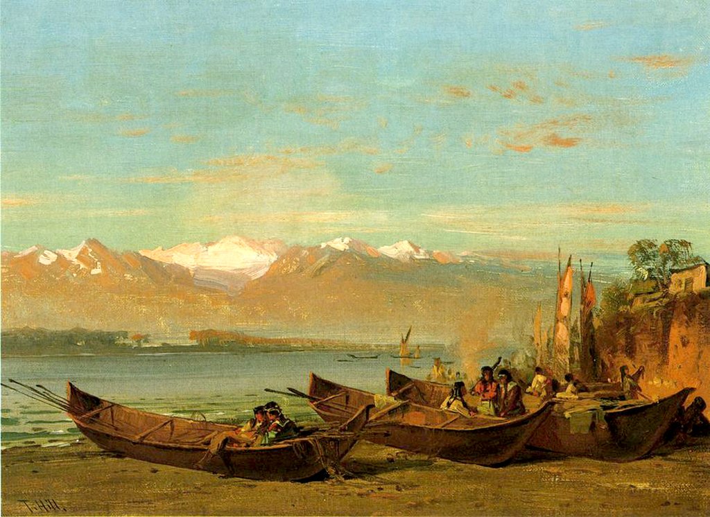 Detail of The Salmon Festival, Columbia River, c.1888 by Thomas Hill