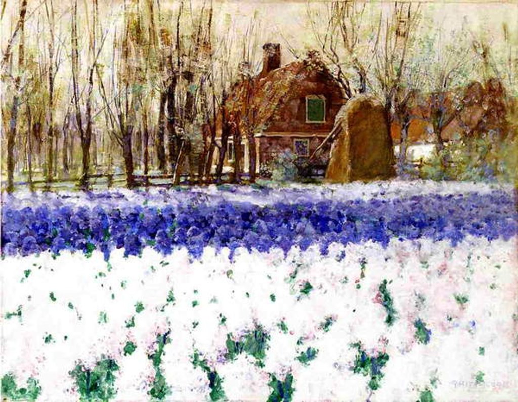 Detail of A Cottage and a Field of Hyacinths by George Hitchcock