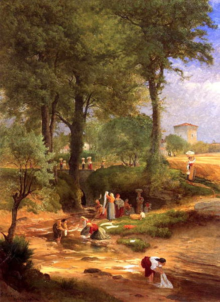 Detail of Washing Day near Perugia, Italy, 1873 by George Snr. Inness