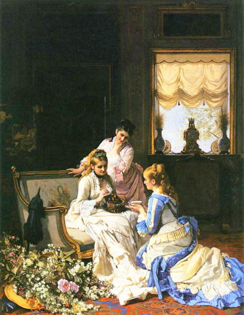 Detail of Girls with a Nest by Charles Baugniet
