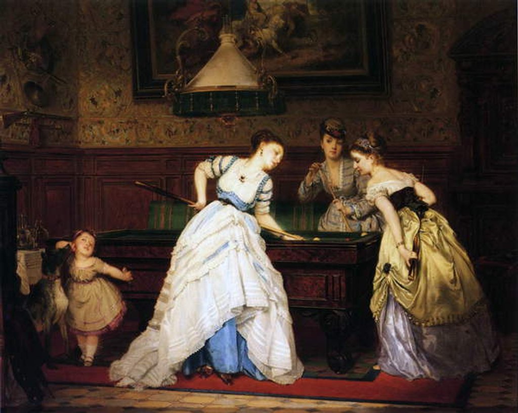 Detail of Ladies Playing Billiard, 1869 by Charles Edouard Boutibonne