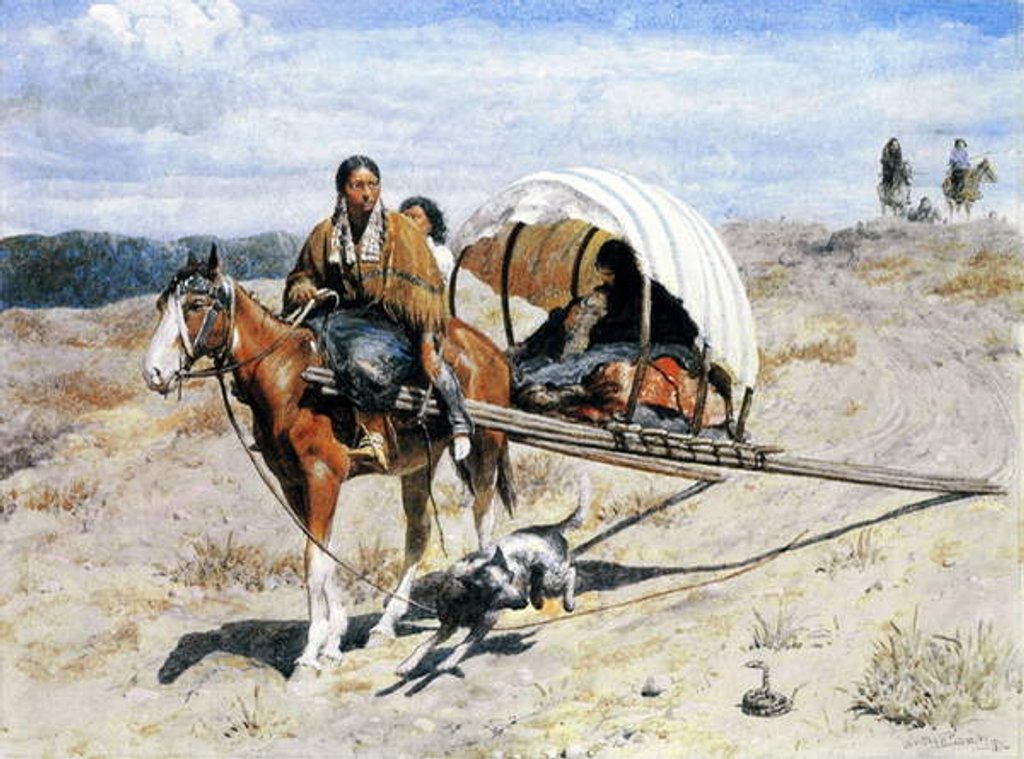 Detail of Indian Crow Family on the Trail, 1874 by Valentine Walter Lewis Bromley