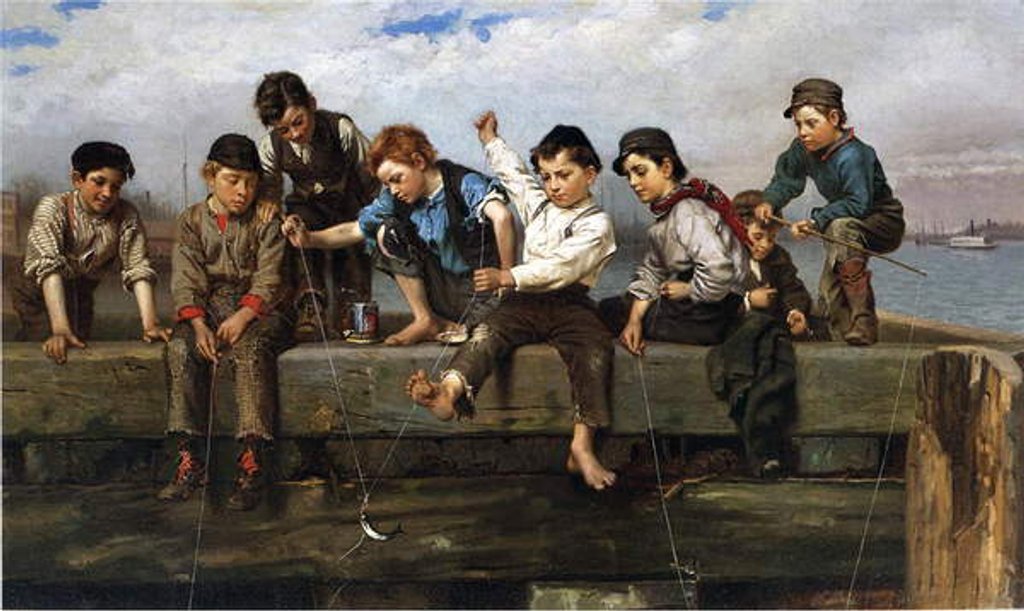 Detail of Boys Fishing, 1880 by John George Brown