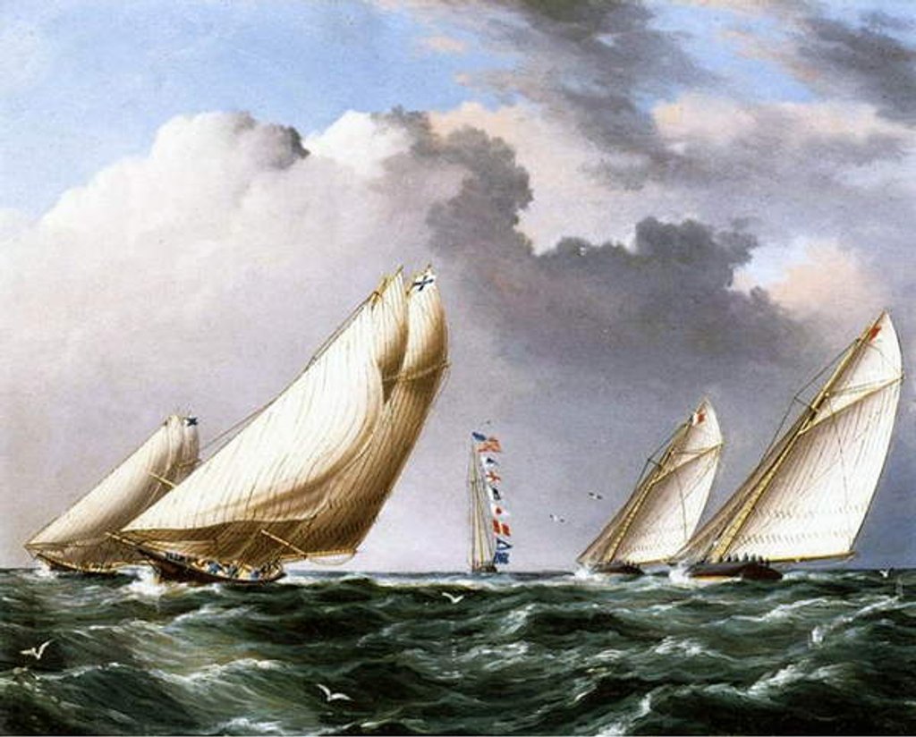 Detail of American Yachts Racing, c.1875 by James E. Buttersworth