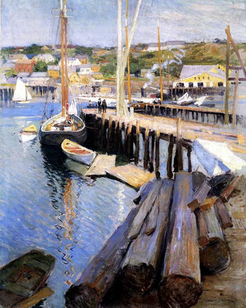 Detail of Fish Wharves, Gloucester, 1896 by Willard Leroy Metcalf