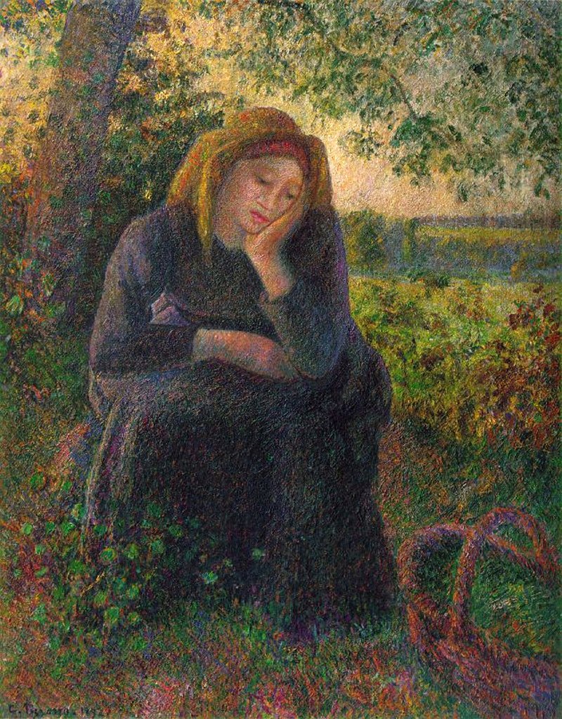 Detail of A Pensive Peasant Girl, 1892 by Camille Pissarro