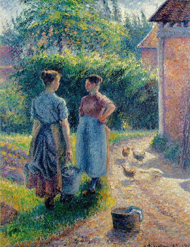 Detail of Peasant Women Chatting at Eragny, 1895-1902 by Camille Pissarro