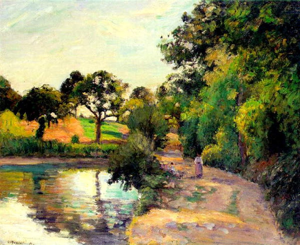 Detail of A Pond at Montfoucault, 1874 by Camille Pissarro