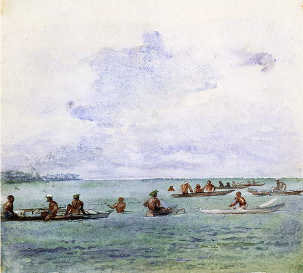 Detail of A Fishing Party, Samoa, 1890 by John La Farge or Lafarge