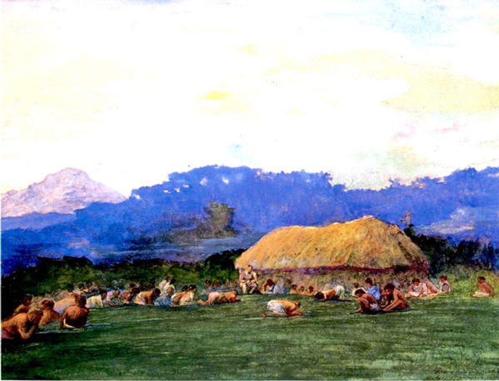 Detail of Evening Prayer in Devil Country, Fiji, 1891 by John La Farge or Lafarge