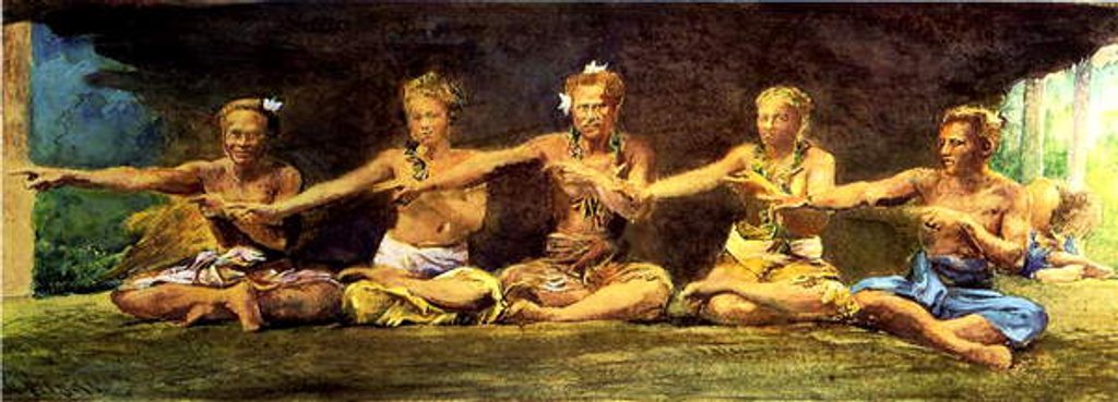 Detail of Siva Dance with 5 Dancers, Vaiala, Samoa, 1890 by John La Farge or Lafarge
