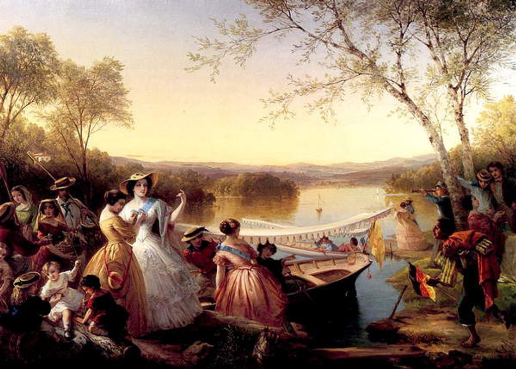 Detail of Before a Ladies' Boat Race, Lake Mahopac, 1864-65 by Louis Lang