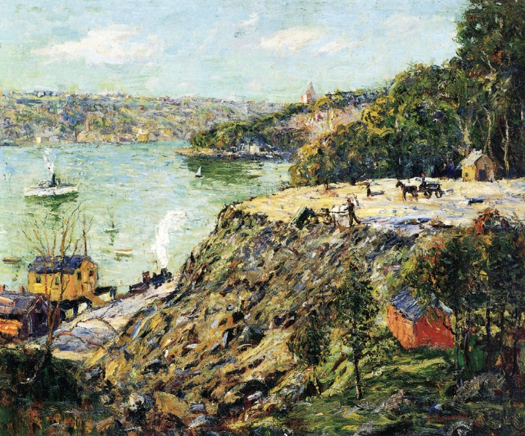 Detail of Across the River, New York, c.1910 by Ernest Lawson