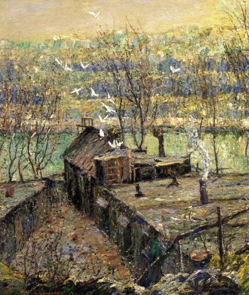 Detail of The Pigeon Coop, c.1916 by Ernest Lawson
