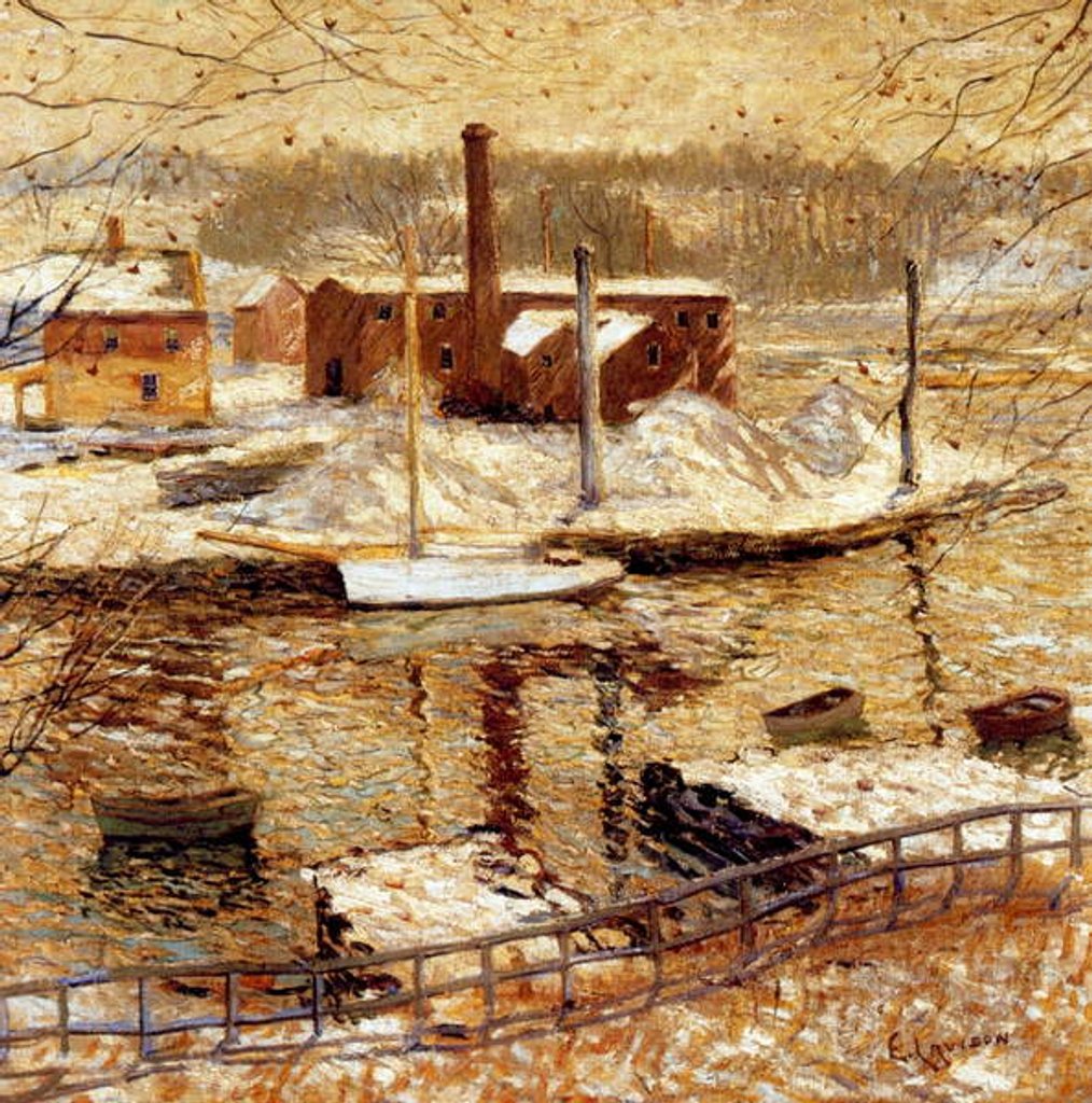 Detail of River Scene in Winter, c.1899 by Ernest Lawson