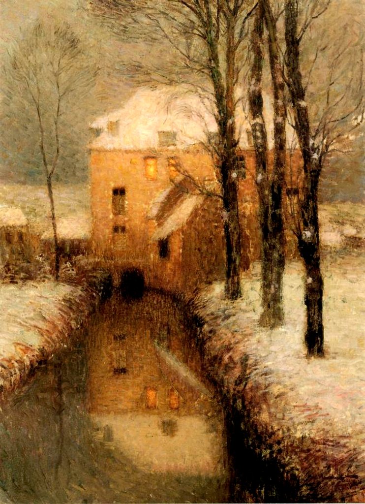 Detail of The Canal in Winter, 1901 by Henri Eugene Augustin Le Sidaner