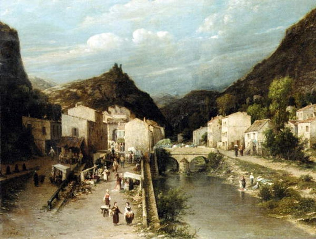 Detail of A Mountain Village, Italy by Silvestro Lega