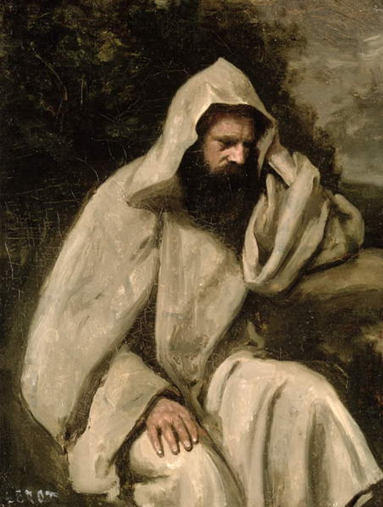 Detail of Portrait of a Monk, c.1840-45 by Jean Baptiste Camille Corot