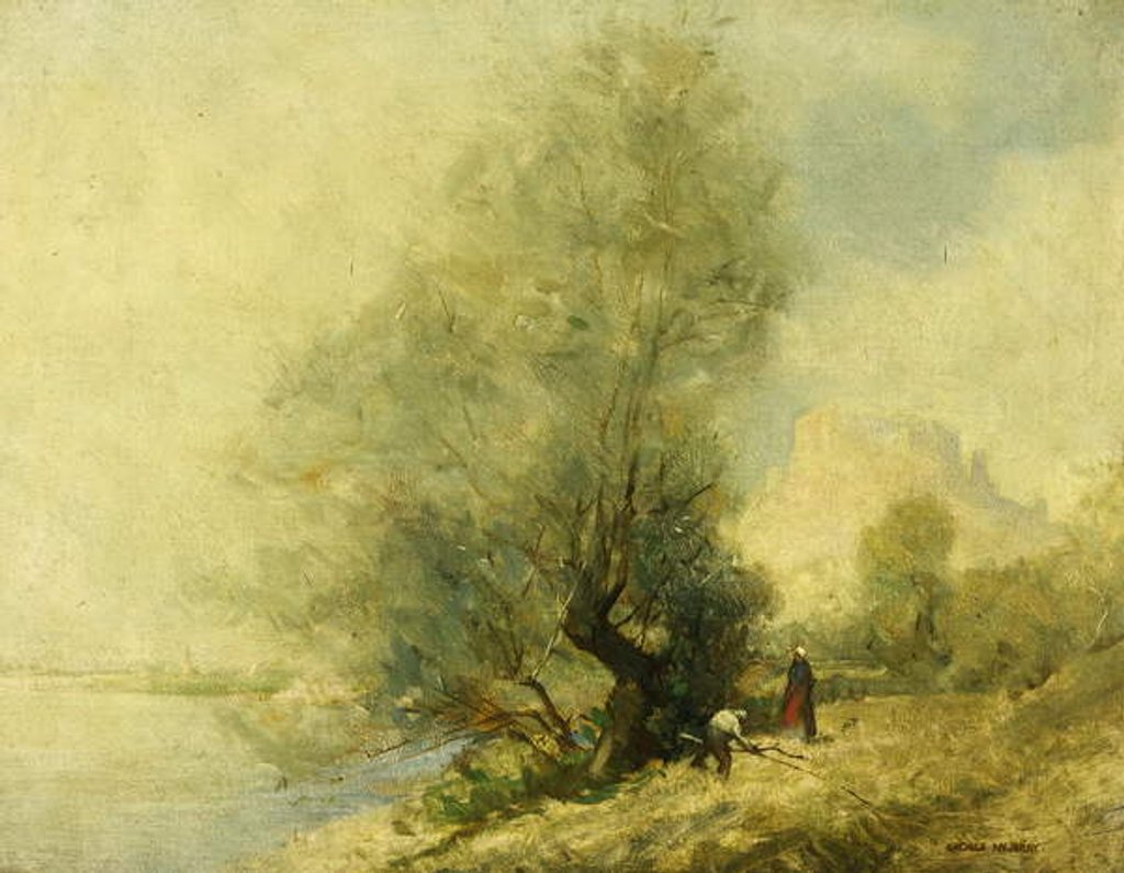 Detail of On the Seine near Chateau Gaillard at Les Andeleys between Rouen and Paris by George Murray