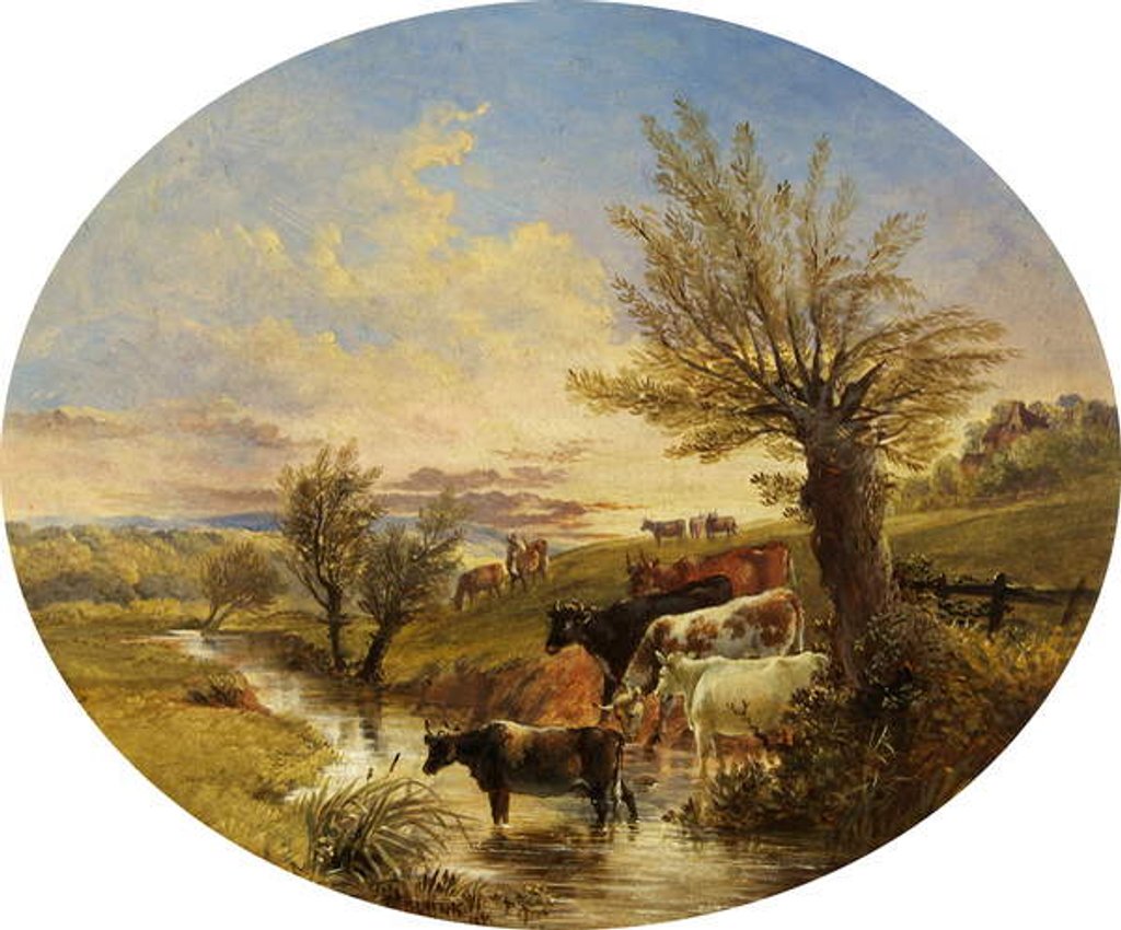 Detail of Landscape with Stream and Cattle, 1888 by James Flewitt Mullock