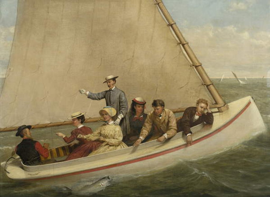 Detail of Fishing in a Catboat in Great South Bay, 1871 by Junius Brutus Stearns