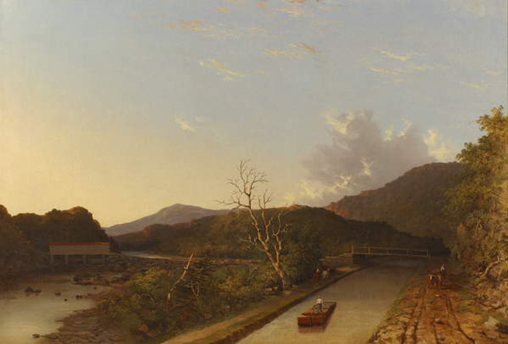 Detail of Erie Canal and Covered Bridge, 1847 by Walter Oddie
