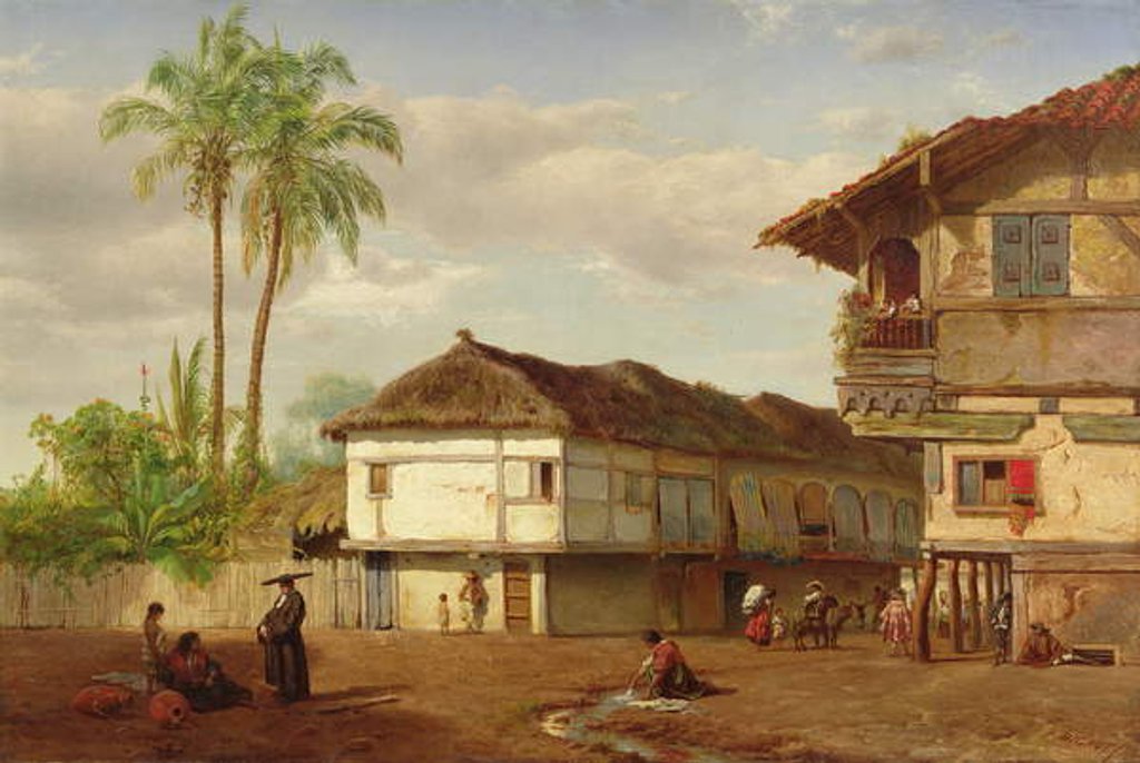Detail of Street View of Guayaquil, Ecuador, 1859 by Louis Remy Mignot