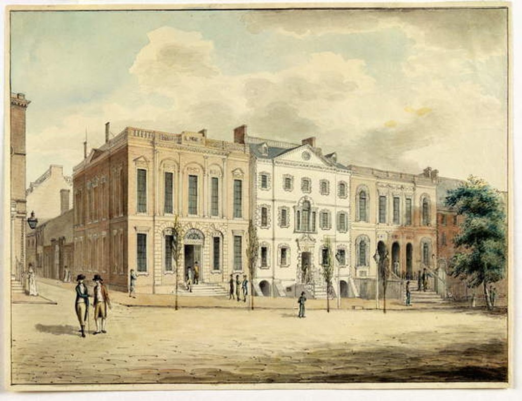 Detail of North-east corner of Wall and William Streets, New York City, 1798 by Archibald Robertson