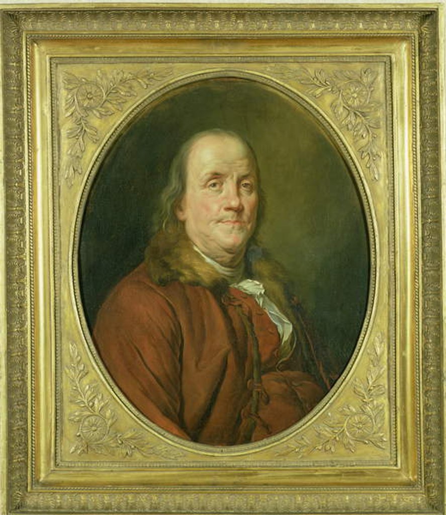 Detail of Portrait of Benjamin Franklin, after a portrait by Joseph Siffrede-Duplessis c.1780-90 by Alexander Roslin