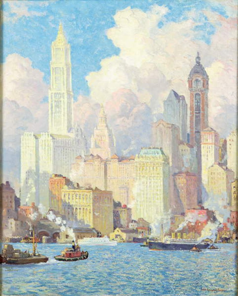 Detail of Hudson River Waterfront, New York by Colin Campbell Cooper