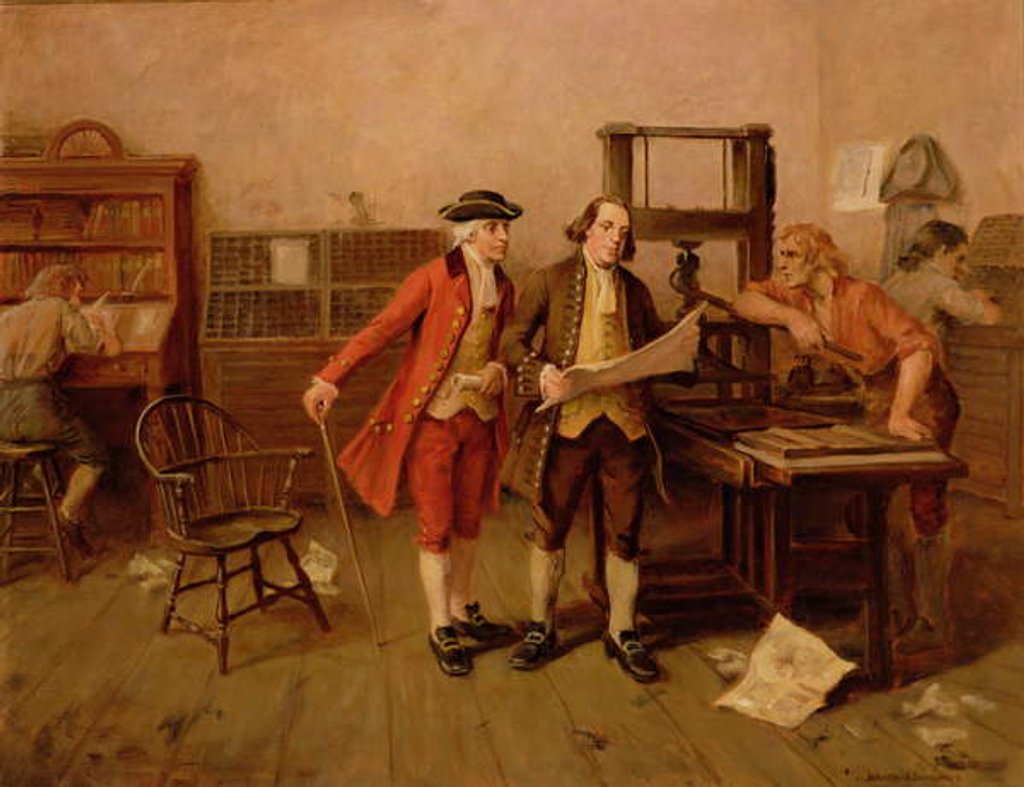 Detail of Benjamin Franklin, Printer, c.1928 by John Ward Dunsmore