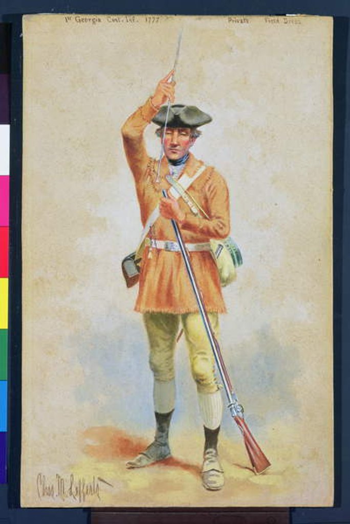 Detail of Uniforms of the American Revolution: 1777 Private Field Dress from the 1st Georgia Continental Infantry by Charles MacKubin Lefferts