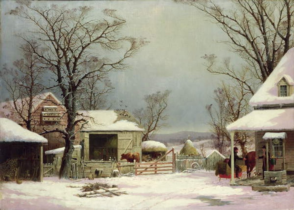Detail of Farmyard in Winter, 1862 by George Henry Durrie